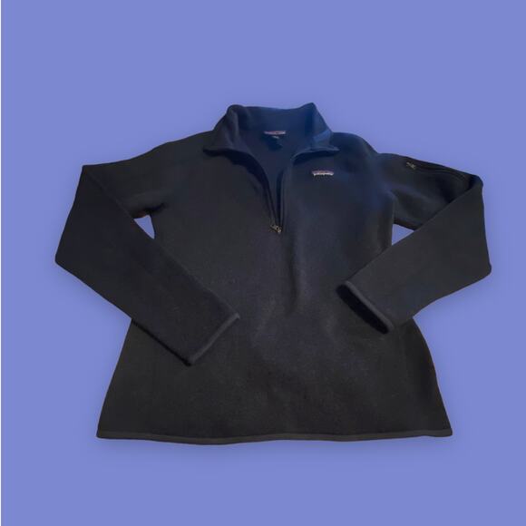 Patagonia Worn Wear Nena Navy Teddy-Lined Quarter-Zip Sweatshirt Size Medium - Picture 1 of 12